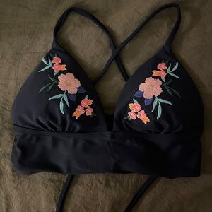 Hollister Embroidered 2-Piece Floral Bikini - Navy Blue